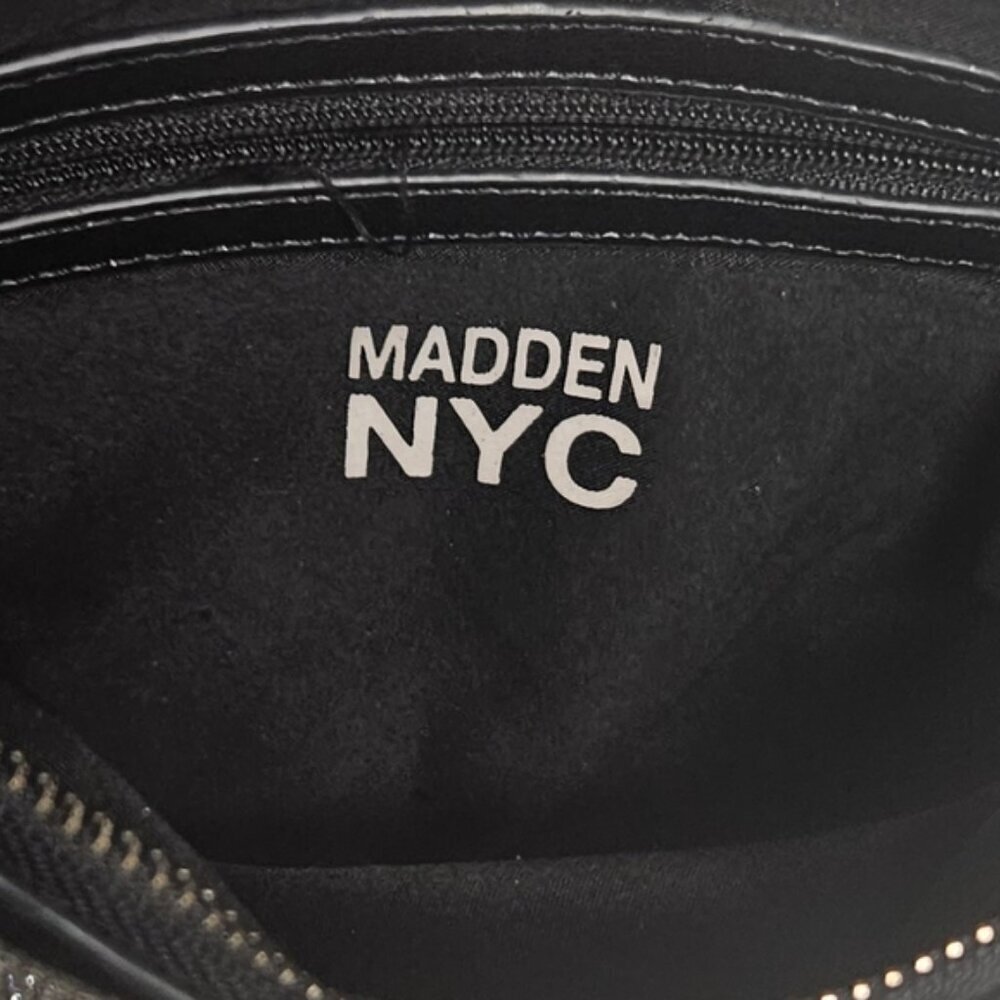 Steve Madden NYC Diamond Bling & Chain Black Faux Leather Purse - Picture 5 of 7